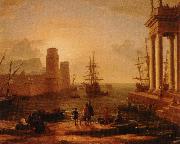 Claude Lorrain utsikt over hamn med bimma Spain oil painting artist